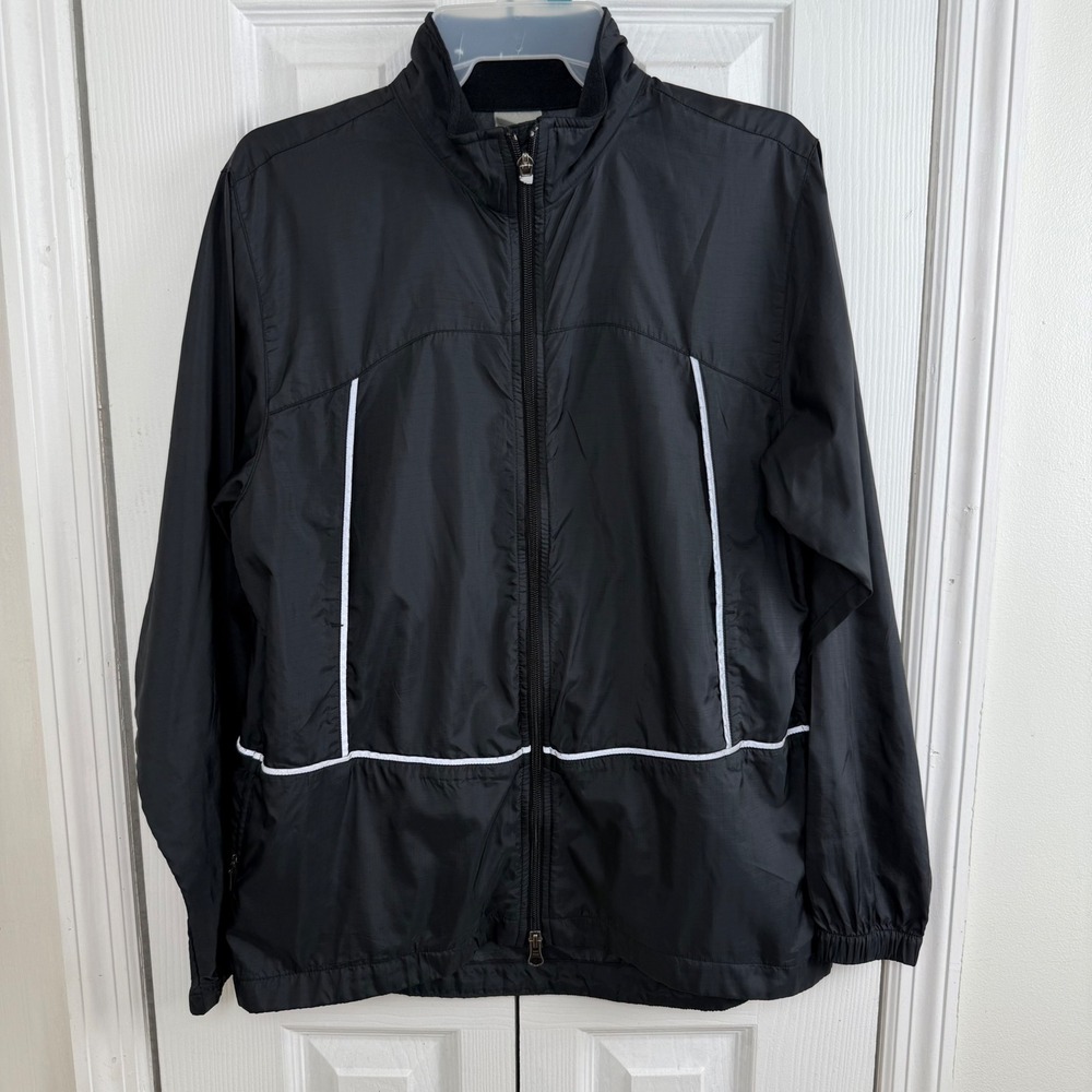 Nike Running Windbreaker Jacket Black White Piping Ripstop Mens‎ Small S 4-6